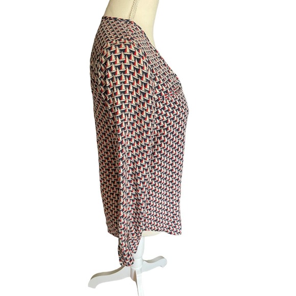 Joie Womens Osana Sailing Boat Print Silk Blouse Split Neck Long Sleeve Size XS - Picture 4 of 8